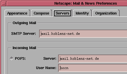 Mail Konfiguration
